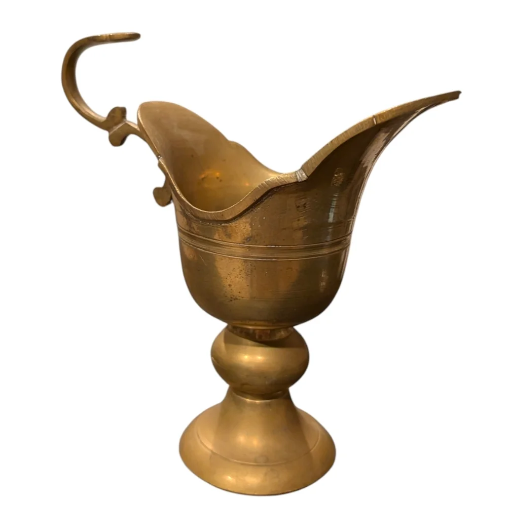 Vintage Brass Pedestal Pitcher. 7